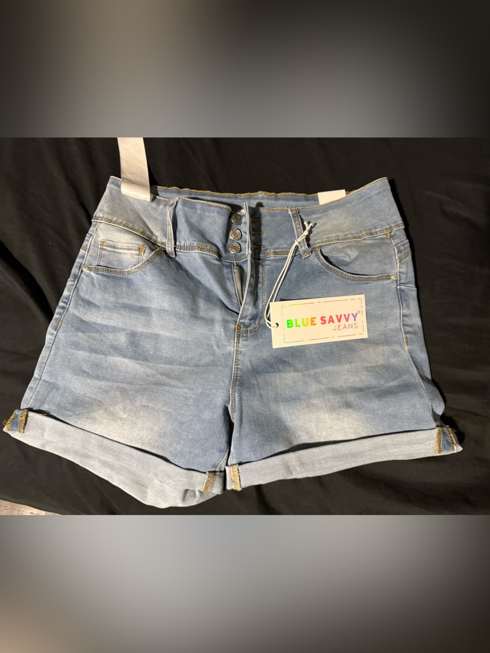 Blue Savvy Light Wash Denim Rolled Hem Shorts